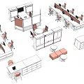 Modern Office Workspace With Multiple Desks Ergonomic Chairs And Computers 3d model