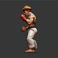 3D Action Figure Model With Blonde Spiky Hair Red Gloves Blue Belt And White Pants