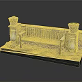 Wooden Garden Bench With Stone Flower Pots Green Plants And Mossy Ground