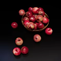 Ceramic Serving Bowl Filled With Fresh Red Apples On Black Background