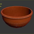Orange Ceramic Bowl With Intricate Carved Patterns And Smooth Interior Surface 3d model