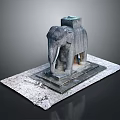 Traditional Stone Elephant Sculpture With Intricate Carved Base And Textured Platform
