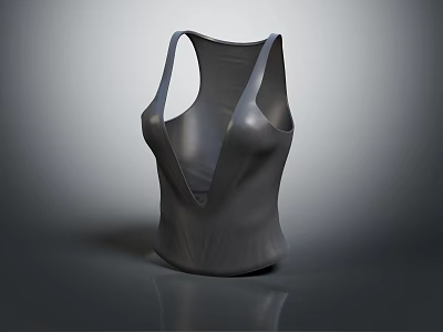Gray V Neck Tank Top With Sleek Minimalist Design And Fitted Modern Casual Style 3d model