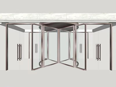 Modern Commercial Revolving Door With Glass Panels And Metal Frame Design 3d model