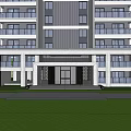 Modern High Rise Residential Entrance Gate With Green Plants Lawn Steps And Lighting
