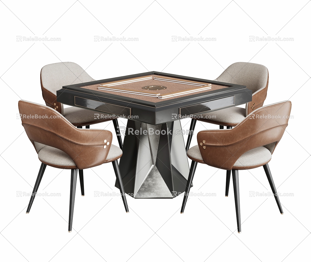 Modern Mahjong Table and Chair Mahjong Table and Chair Combination model