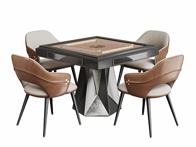 Modern Entertainment Table With Four Upholstered Chairs And Game Tabletop Design 3d model