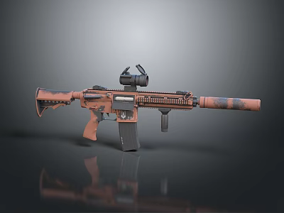 Modern Tactical Rifle With Scope And Rustic Camouflage Pattern Design For Shooting 3d model