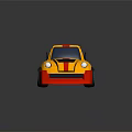 Yellow Sports Car With Red Stripes Black Rear Spoiler And Shiny Surface