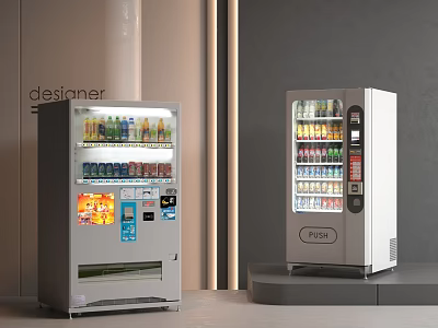 Modern Designer Vending Machines With Drinks And Snacks In Indoor Setting 3d model