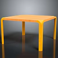 Modern Square Wooden Table with Yellow Curved Legs and Smooth Surface 3d model