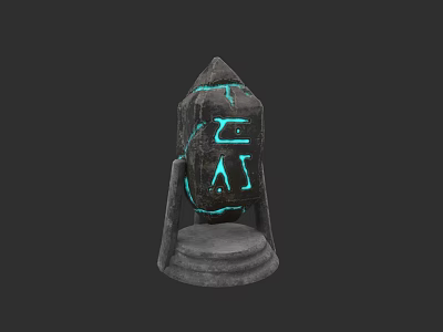 Ancient Black Landscape Column With Blue Glowing Patterns And Symbols 3d model