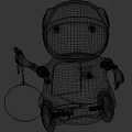 Smart Robot With White Design Blue Glowing Eyes Holding Golden Brown Decorative Sphere