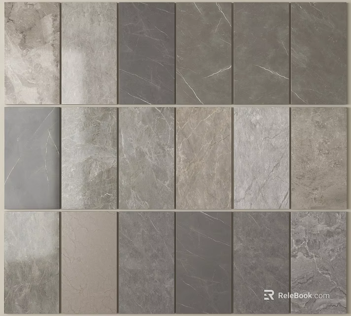 Gray Floor Tiles With Marble Texture And Various Shades For Interior Design 3d model 