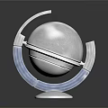 Modern Silver Spherical Decorative Ornament Set With Curved Frame And Transparent Base