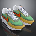 Nike Green Yellow And Orange Mesh Upper Shoes With White Laces And White Black Sole