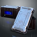 Industrial Metal Cases With Worn Surface Open And Closed Design Blue 3d model
