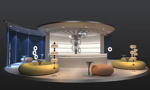 Modern exhibition space station teleportation waiting area 3d model