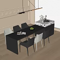 Modern Dining Table and Chair Combination Island Table Dining Table and Chair 3d model