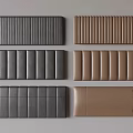 Upholstered Bed Headboards in Dark Gray and Light Brown with Stripe and Square Stitched Designs