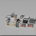 Modern House Floor Plan With Living Room Kitchen Bedroom Furniture Glass Partitions And Colorful Decor