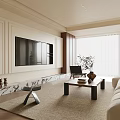 Warm Living and Dining Room Interior With Large Beige Sofa Brown Coffee Table And Plants