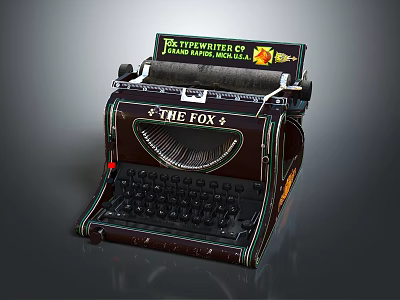 Vintage The Fox No 5 Typewriter With Fast And Accurate Typing For Office Use 3d model
