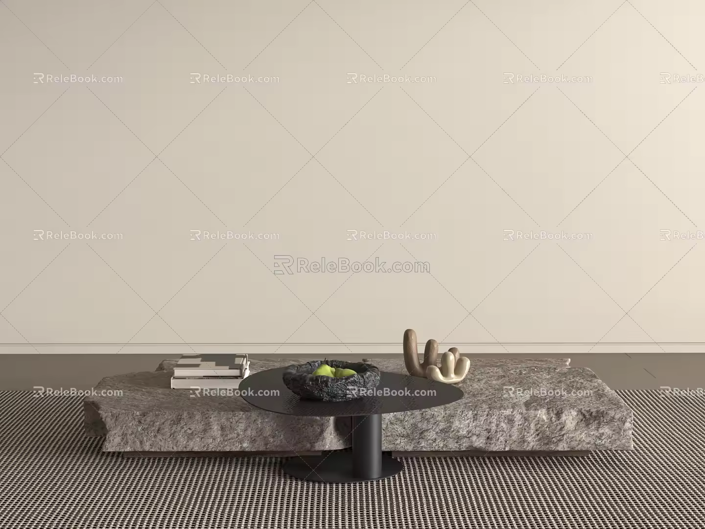Quiet Modern Tea Table Stone Tea Table Rectangular Stone Tea Table Fruit 3d model