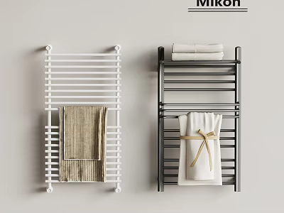 MIKON Bathroom Towel Racks White And Black With Hanging Towels Design 3d model