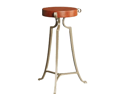 Modern Bar Stool with Round Leather Seat and Curved Metal Legs Design 3d model