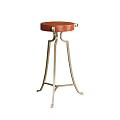 Modern Bar Stool with Round Leather Seat and Curved Metal Legs Design