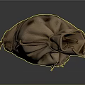 Worn Brown Cloth Bag With Stitched Details On Dark Reflective Background