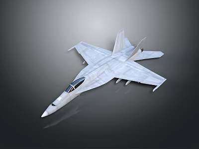 Aerospace Themed White Fighter Jet 3D Model Design With Shiny Surface On Dark Background 3d model