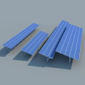 Solar Powered Modern Canopy With Blue Panels And Metal Frame Structure 3d model