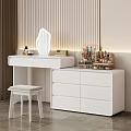 Modern White Dressing Table Interior With Mirror Stool And Cosmetics 3d model