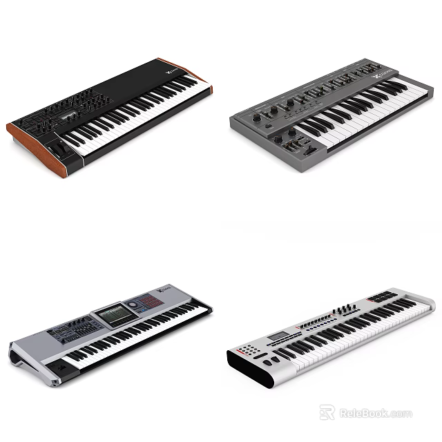 Electronic Keyboards Musical Instruments With Different Colors And Modern Styles 3d model