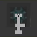 Turquoise Pixelated Sword 3D Model on White Stand with Reflective Surface
