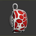Fashionable Apple Shaped Pendant With Red Silver Design And Central White Gemstone