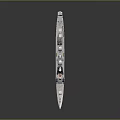 Warship Model Y401 With Detailed Deck Structure Smokestacks Masts on Dark Surface 3d model