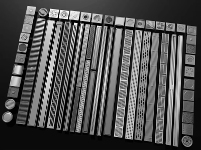 Hardware Tools Collection Featuring Various Metal Strips With Different Patterns And Designs 3d model