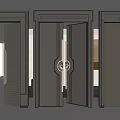 Modern Double Doors With Dark Finish Textured Panels And Decorative Handles