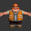 3D Cartoon Game Movie Character with Orange Hardhat Yellow Safety Vest Smiling Open Arms Pose