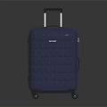 Blue Hard Shell Suitcase With Diamond Pattern Telescopic Handle And Rolling Wheels