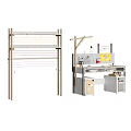 Practical Wooden Desk With Multi Layer Wall Shelf Adjustable Lamp And Storage Cabinets