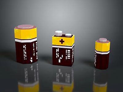 Creative Decorative Ornament Set with Yellow Brown Medicine Bottle Shaped Decorations 3d model