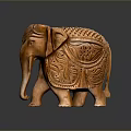 Handcrafted Wooden Elephant Container With Intricate Carved Patterns And Decorative Design