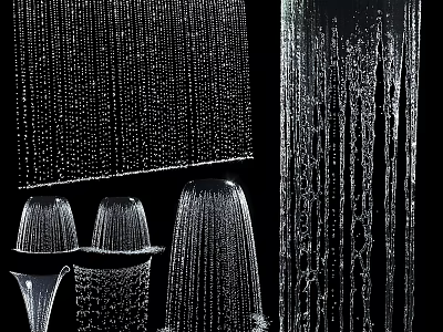 Garden Landscape Water Features With Water Curtains Fountains And Flowing Water Droplets 3d model