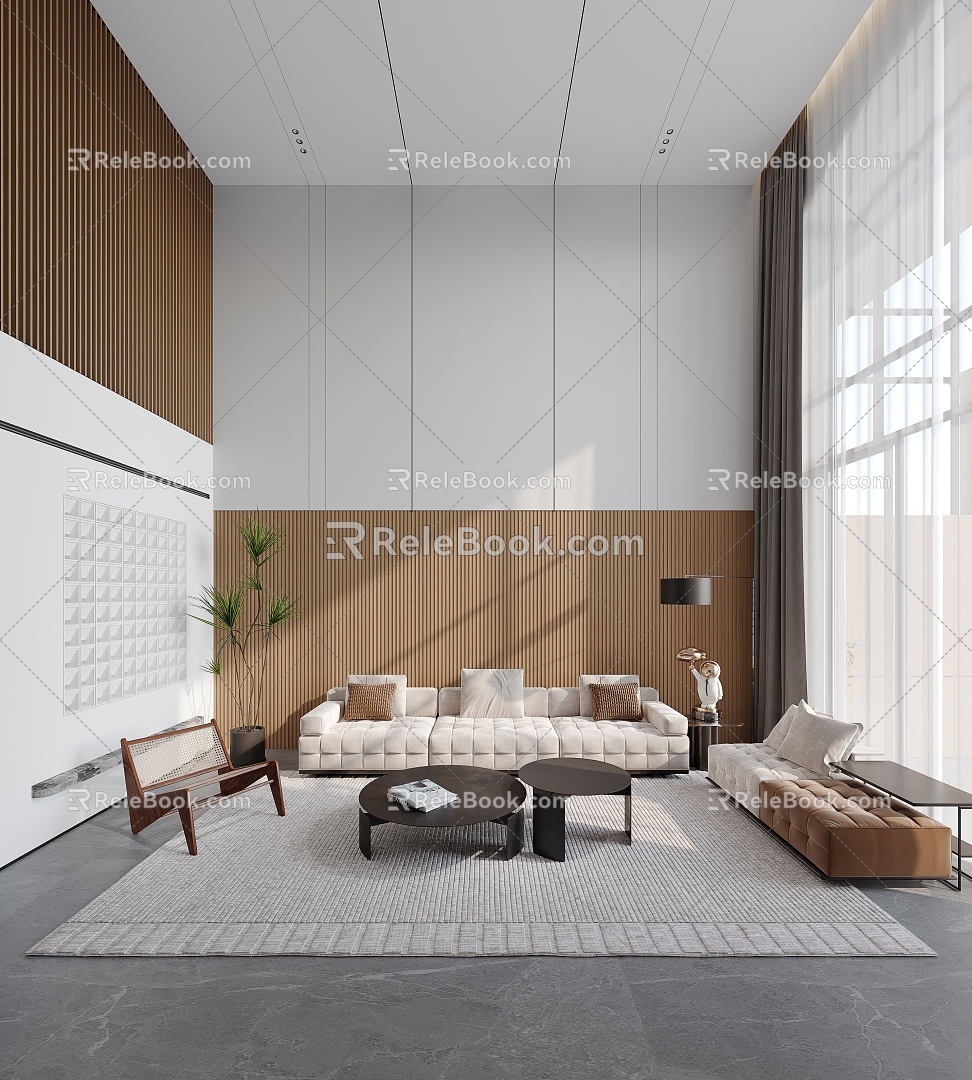 Modern Duplex Living Room Villa Living Room 3d model