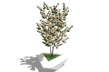 Modern Flower Tree Club Architecture Landscape Entrance Green Plants 3d model