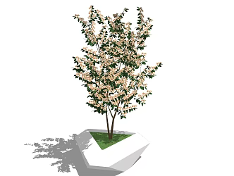 Modern Flower Tree Club Architecture Landscape Entrance Green Plants 3d model